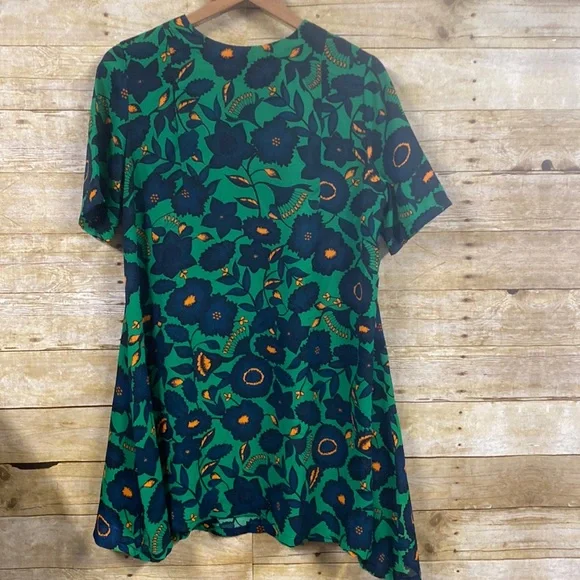 Vibrant mod 60s dress green and navy size large - Picture 1 of 10
